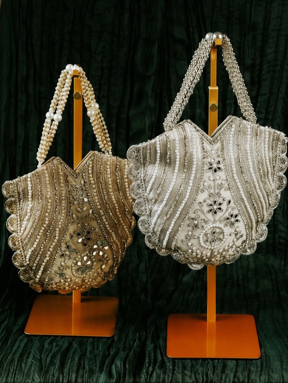 Beaded Shell-Shape Evening Clutch in Silver And Gold.Price $55 EACH.